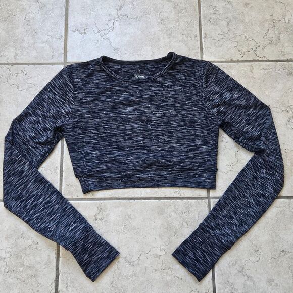 Agent 84 Cropped Top Women Small Dark Gray Long Sleeve Thumbholes Workout Gym - Picture 1 of 10